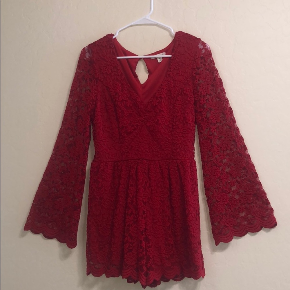 Red Lace Romper